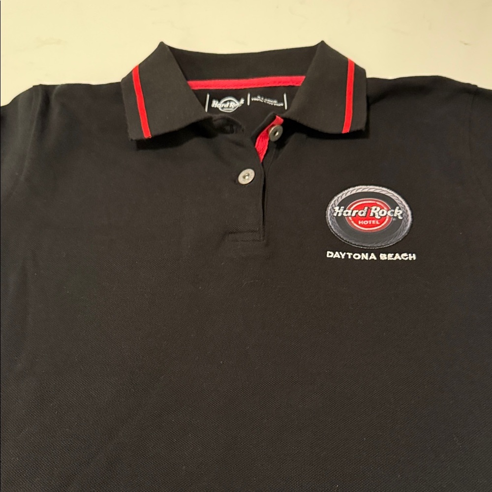Hard Rock Cafe womans Polo Embroidered Logo Front & Back Daytona Beach Size XL